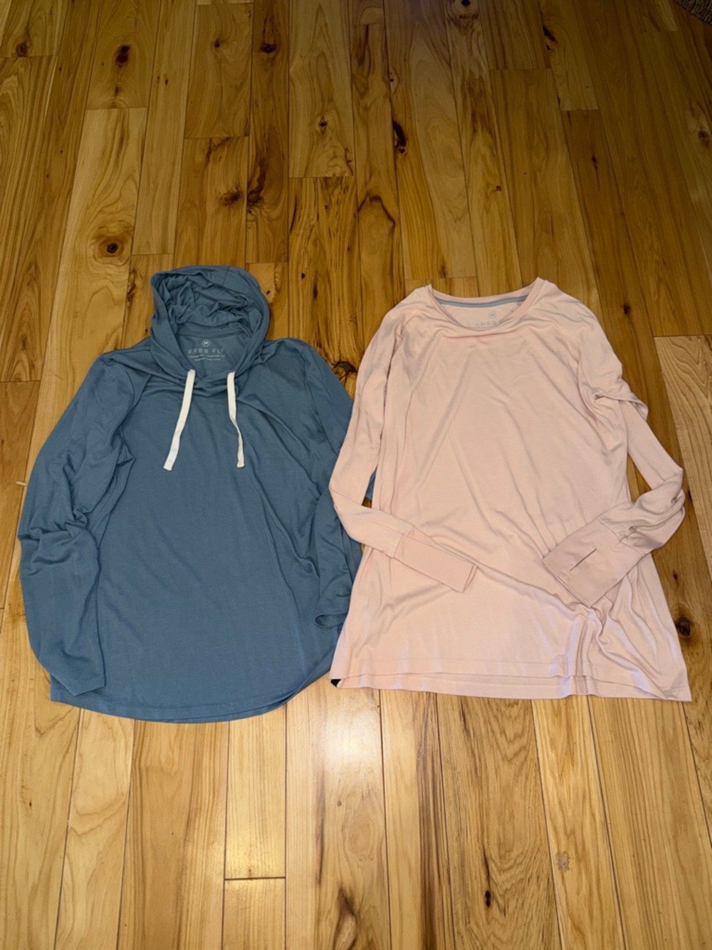 Free Fly Bamboo Lot Blue Hoodie Top & Pink Long Sleeve Top Size M